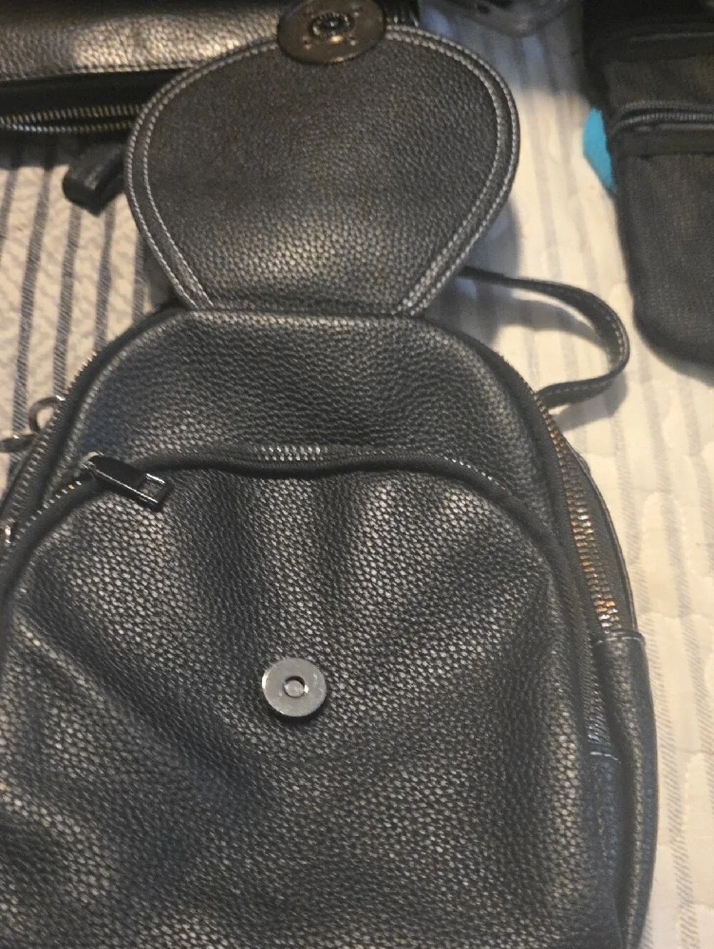 Black Women's Textured Leather Crossbody Bag